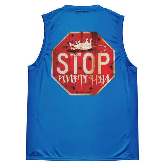 Stop Snitchin Blue basketball jersey